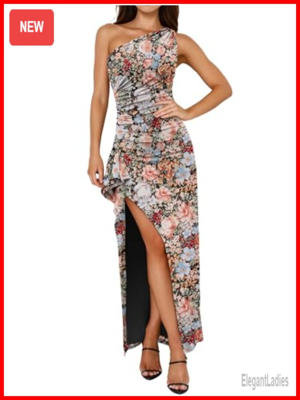 Womens One Shoulder Floral Bodycon Maxi Dress Summer Formal